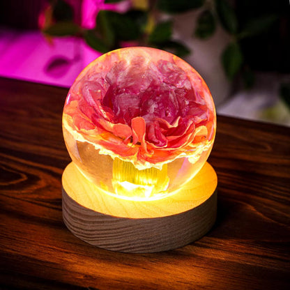Carnation Flower Sphere Resin Lamp