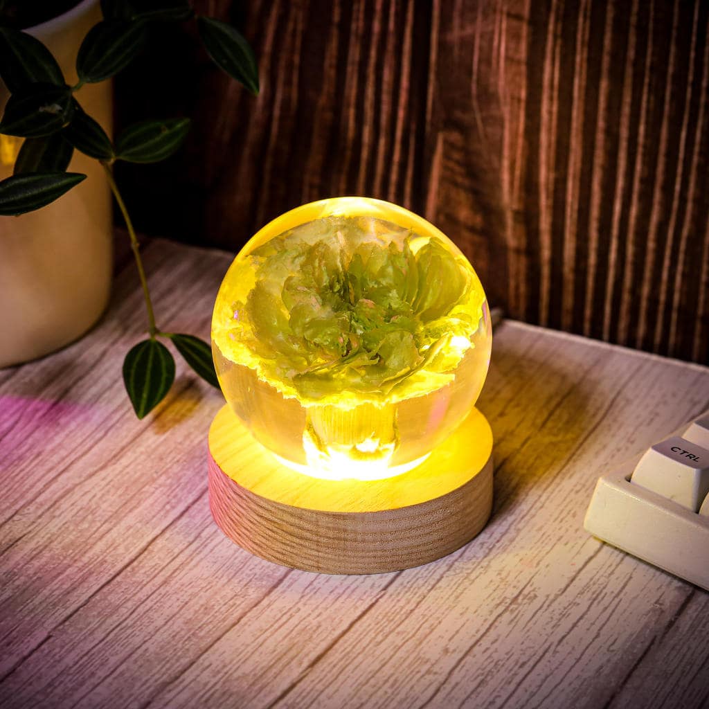 Carnation Flower Sphere Resin Lamp