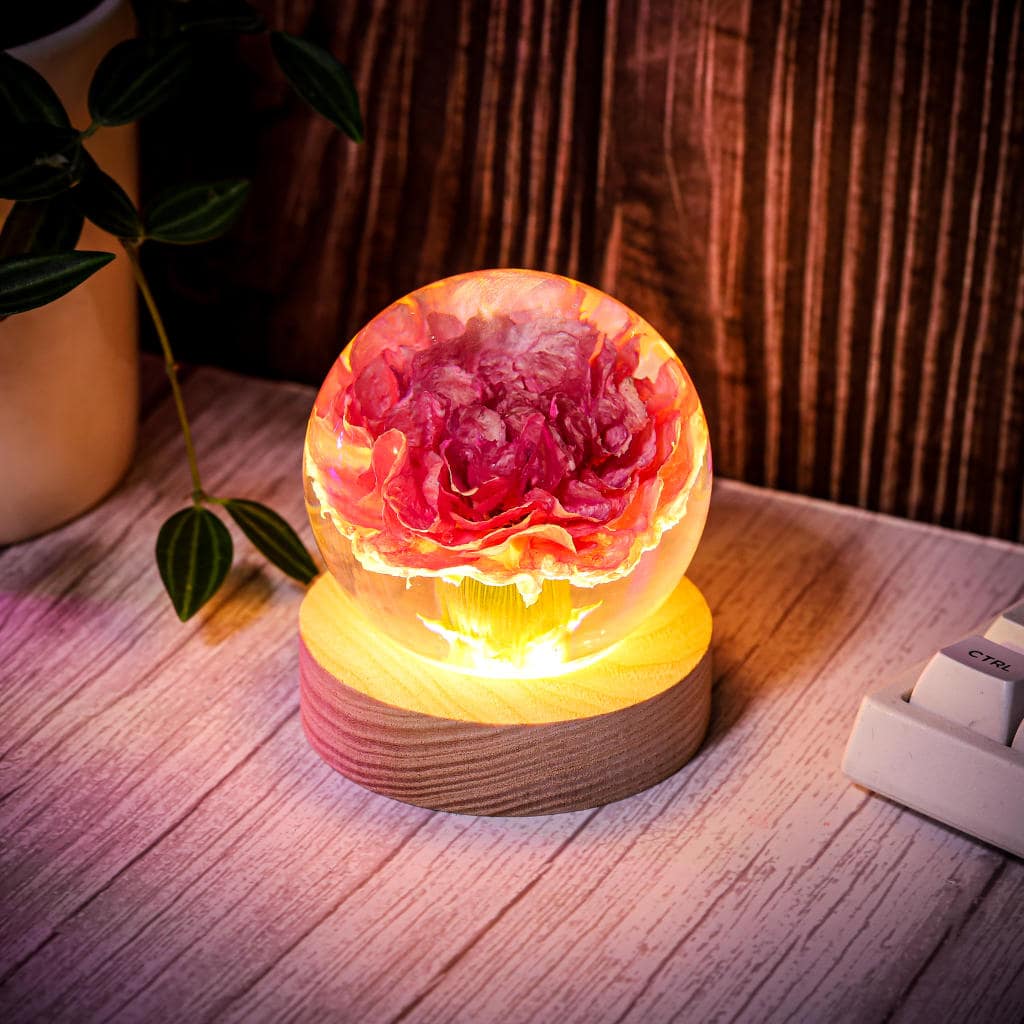 Carnation Flower Sphere Resin Lamp