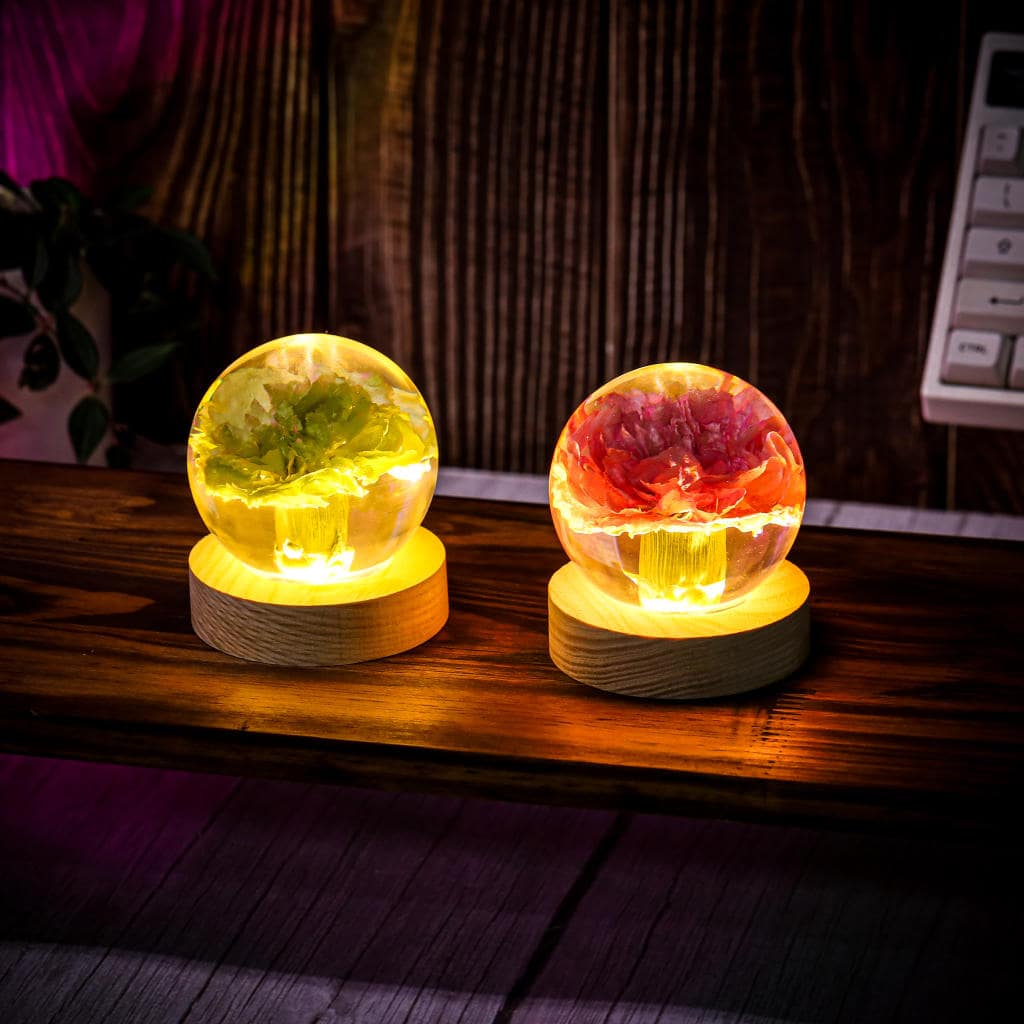 Carnation Flower Sphere Resin Lamp