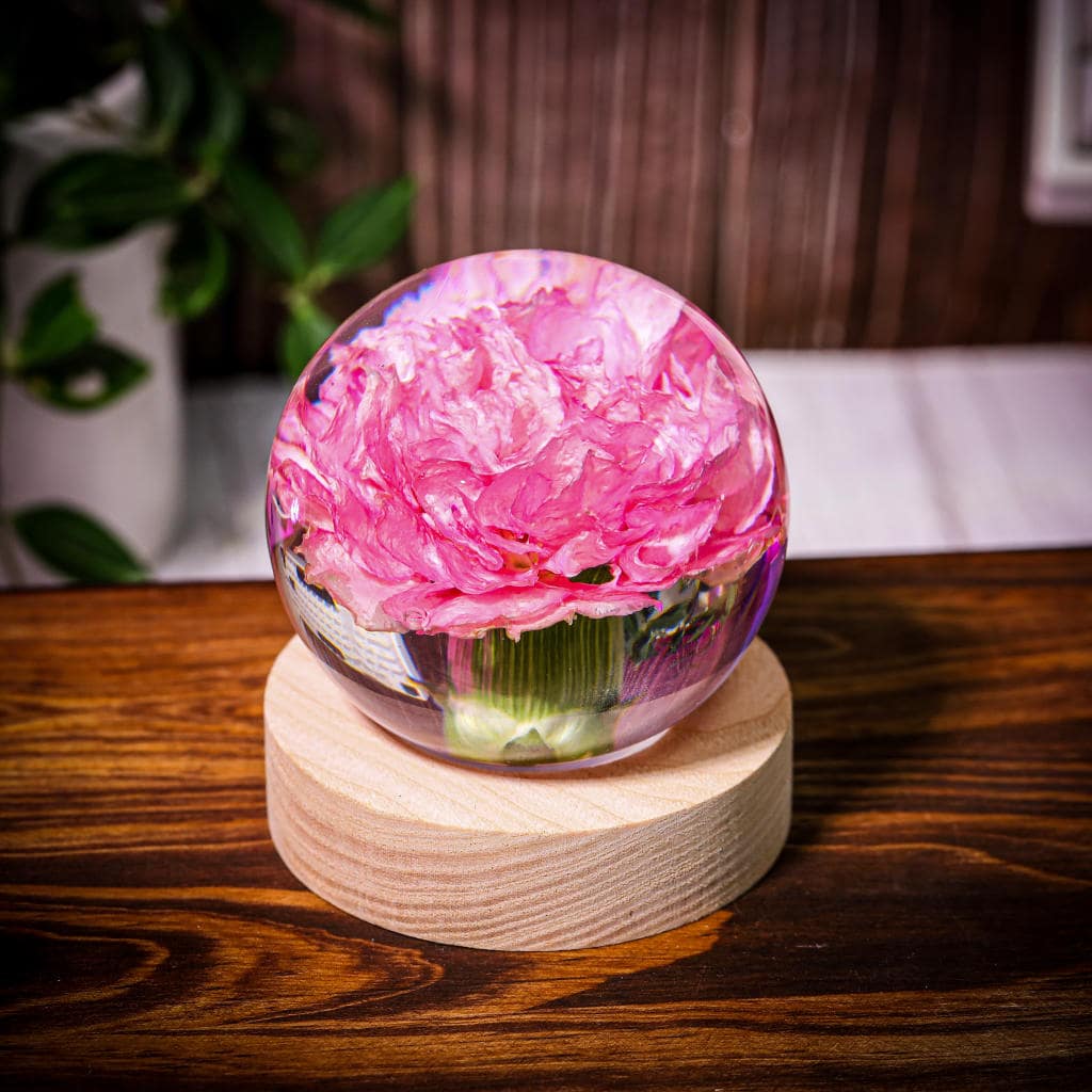 Carnation Flower Sphere Resin Lamp