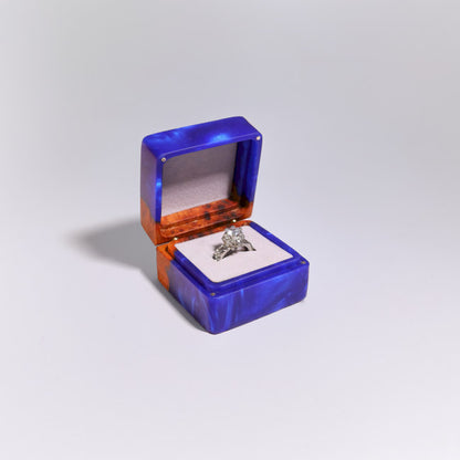 Square Navy Blue Wedding Engagement Ring Box