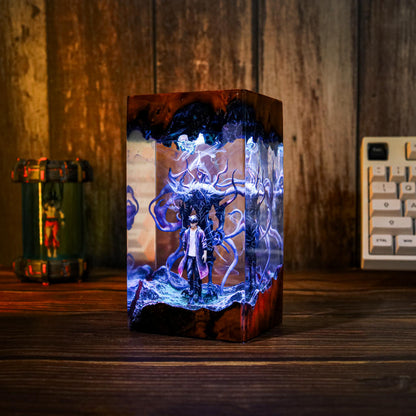 Dark Fantasy Warrior & Shadow Creature Resin lamp
