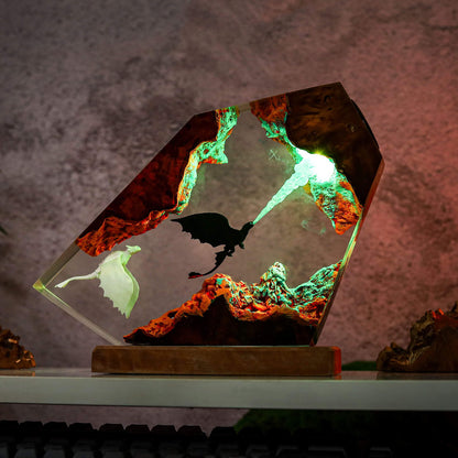 Fire Breathing Toothless and Light Fury Lamp