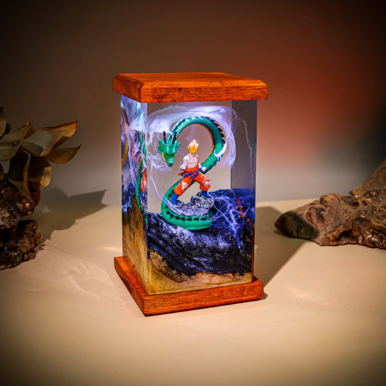 Super Warrior & Dragon Resin Lamp