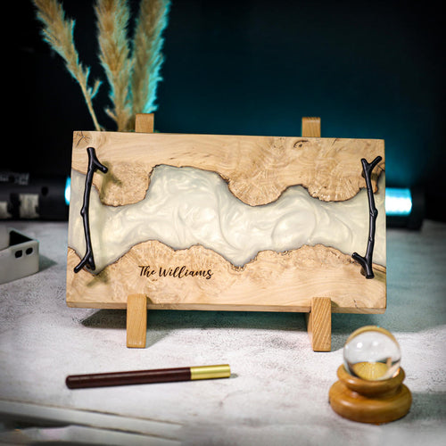 White Walnut Epoxy Resin Cheese Tray